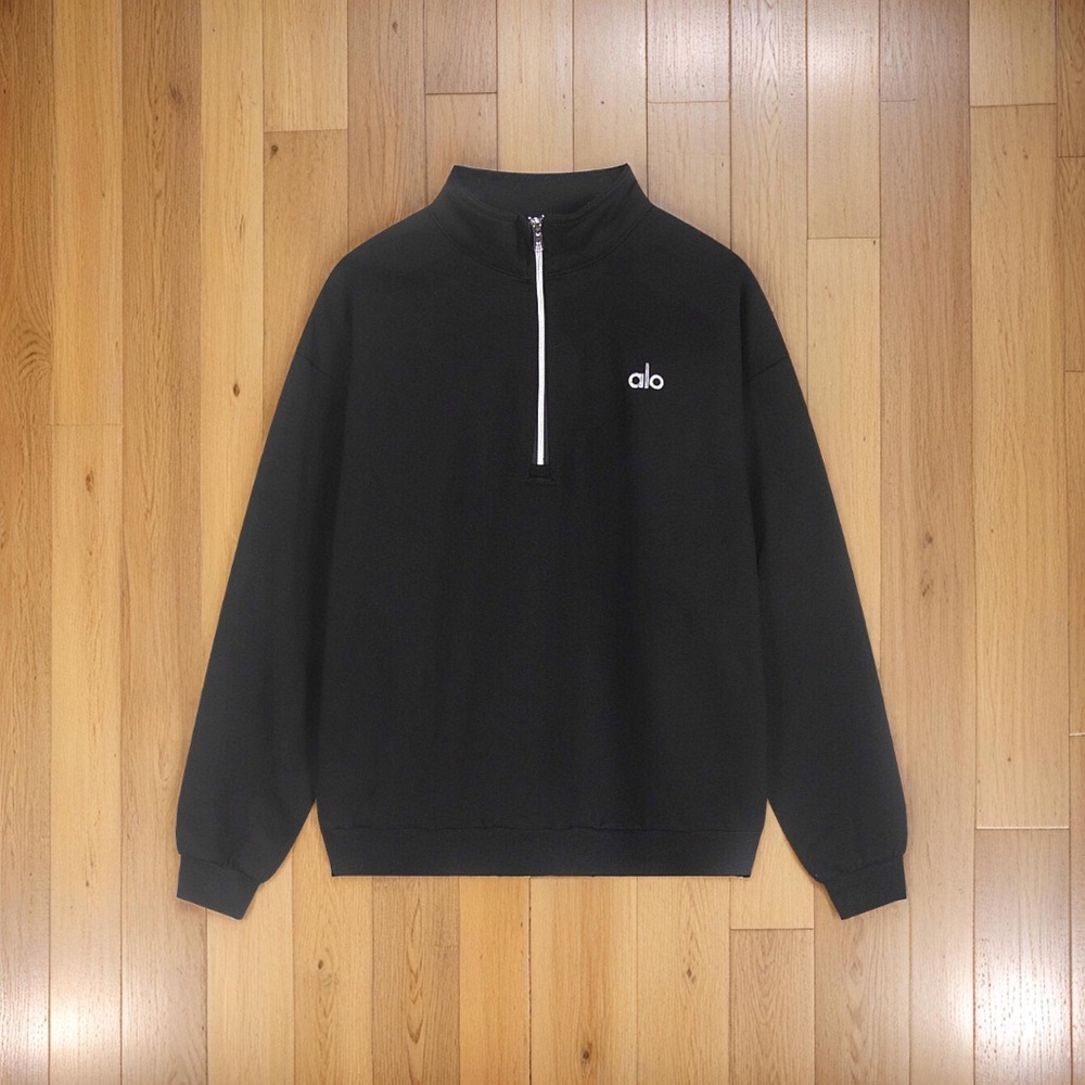 ALO Yoga Men's Black Zip-Up Sweater
